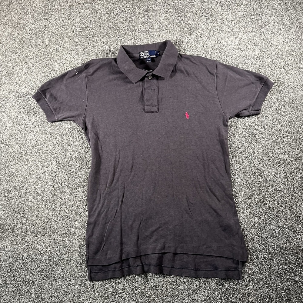 Polo Ralph Lauren Mens Large Gray Short Sleeve Polo Shirt Pink Pony Classic Fit